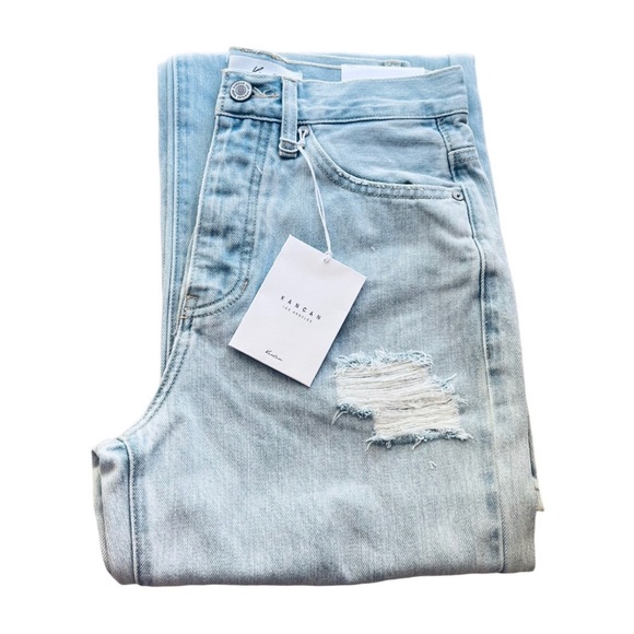 Kancan Jeans Ultra High Waist Y2K 90s Light Washed Distressed Wide Leg - Picture 3 of 11